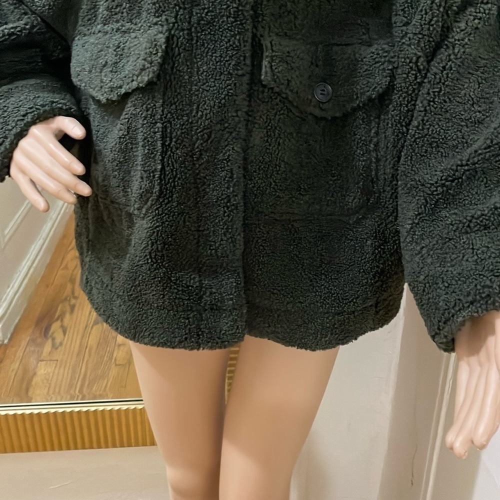 Zara green Teddy fleece oversized jacket - Picture 7 of 13